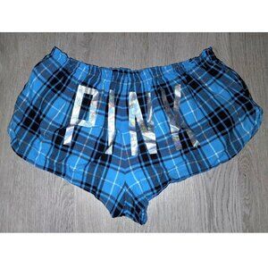 Vintage Y2k Victoria's Secret PINK Blue Plaid Pajama Shorts Sleepwear Size Small